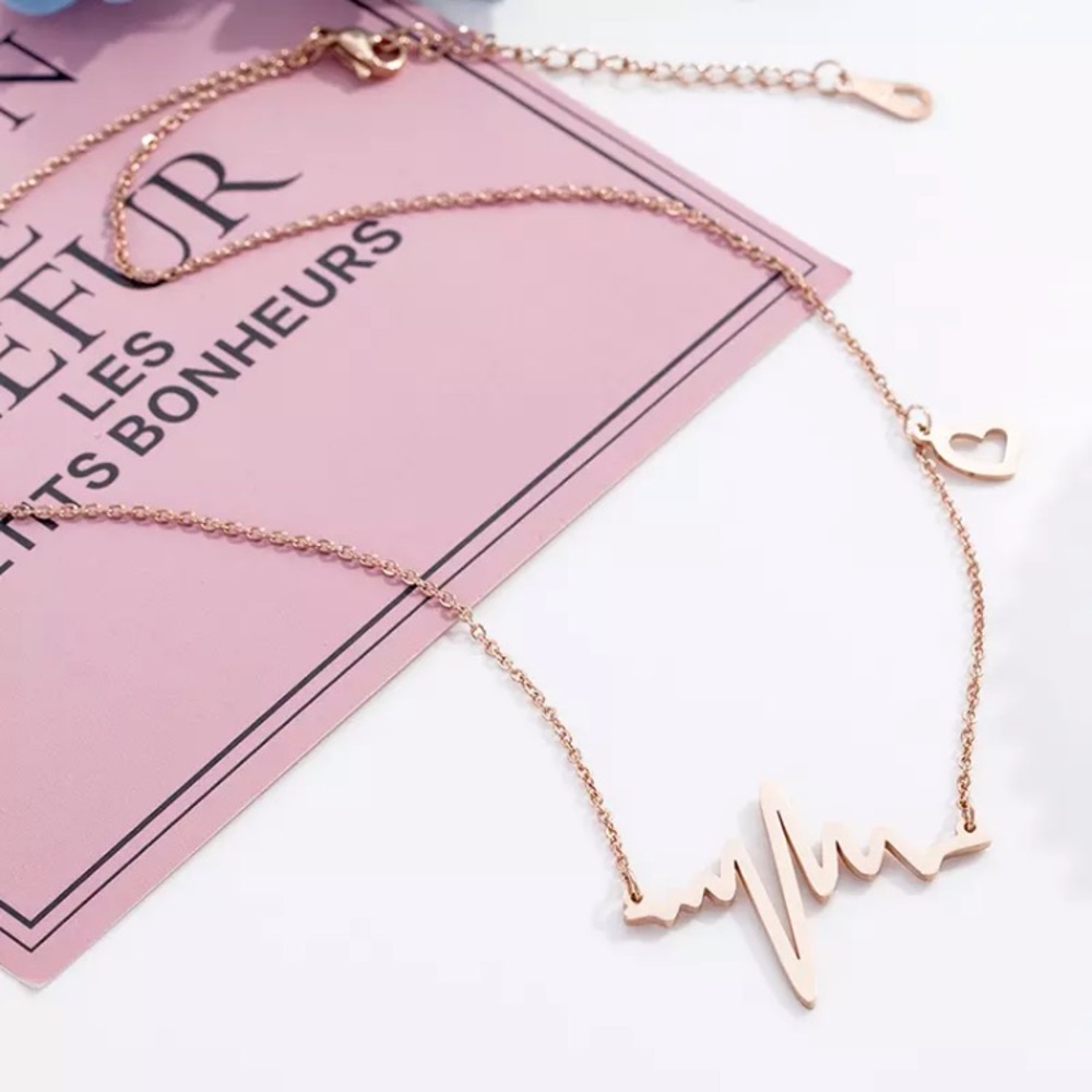 “Warrior” Heartbeat EKG Minimalist Nurse Necklace - Picture 7 of 10